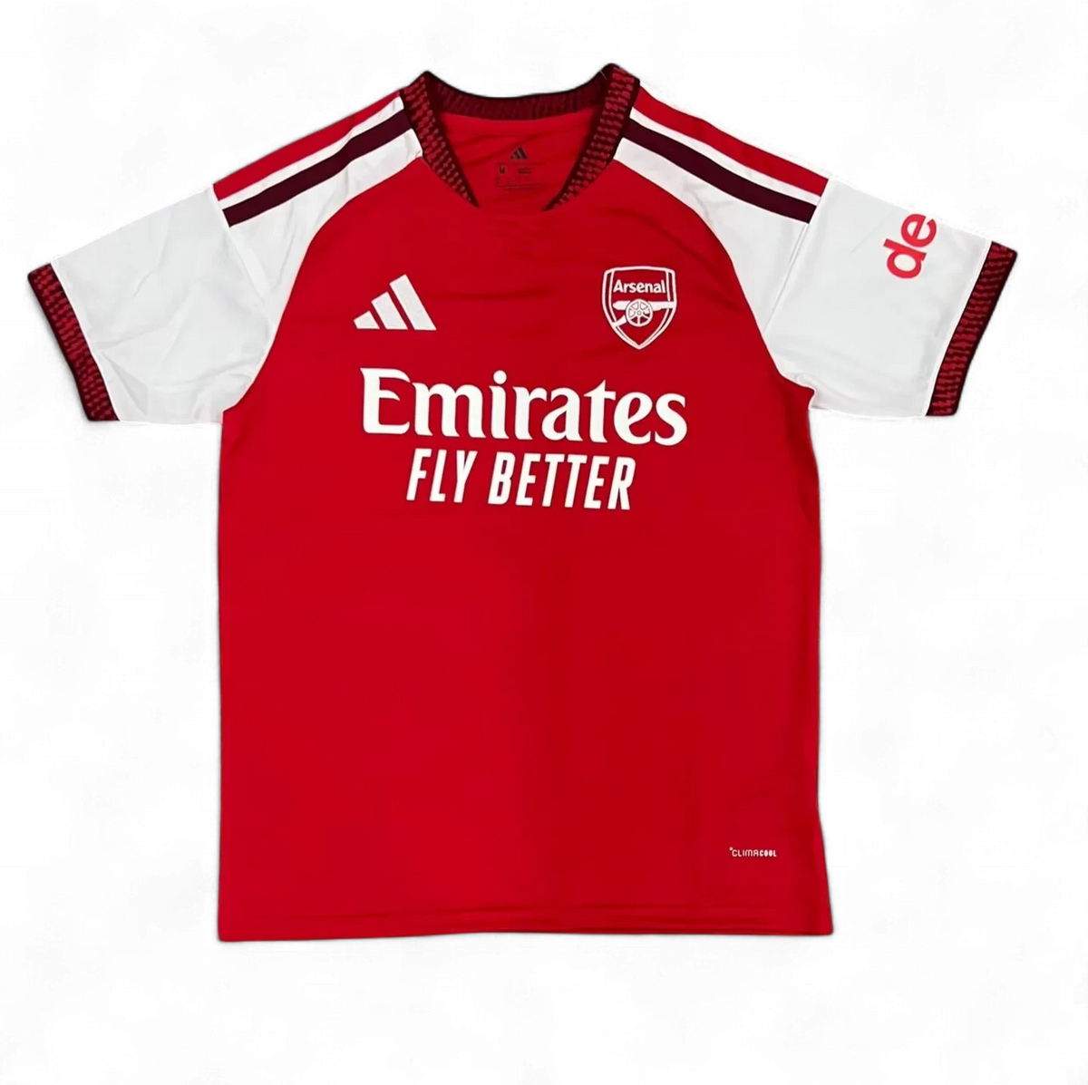 IVO Arsenal official home jersey in classic red and white with club crest and Emirates sponsor logo