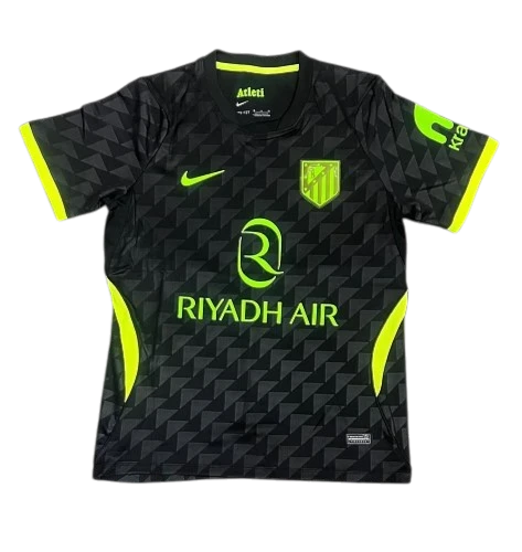IVO professional soccer jersey in black with neon green accents, team crest, and sponsor graphics.
