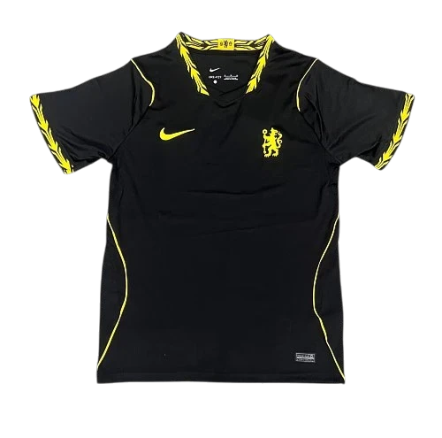 IVO professional soccer performance jersey in black with yellow accents, featuring team crest and moisture-wicking fabric