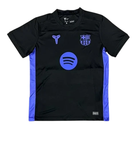 IVO black and blue FC Barcelona soccer jersey with moisture-wicking fabric and team crest