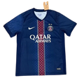 IVO Paris Saint-Germain Nike soccer jersey in navy blue with a red and white vertical center stripe and club crest.